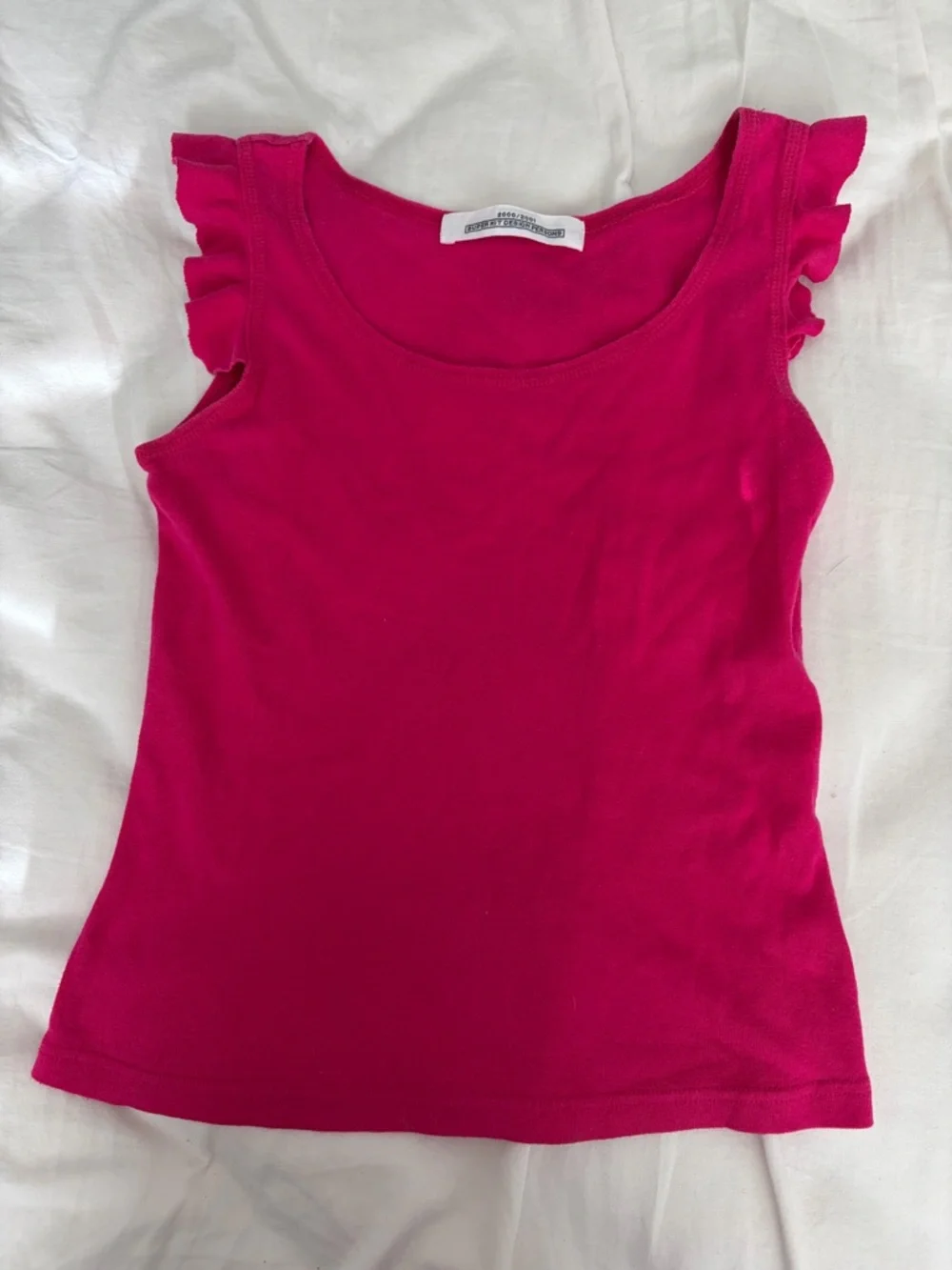 Shocking Pink Tank Top with ruffle details - Picture 2 of 3